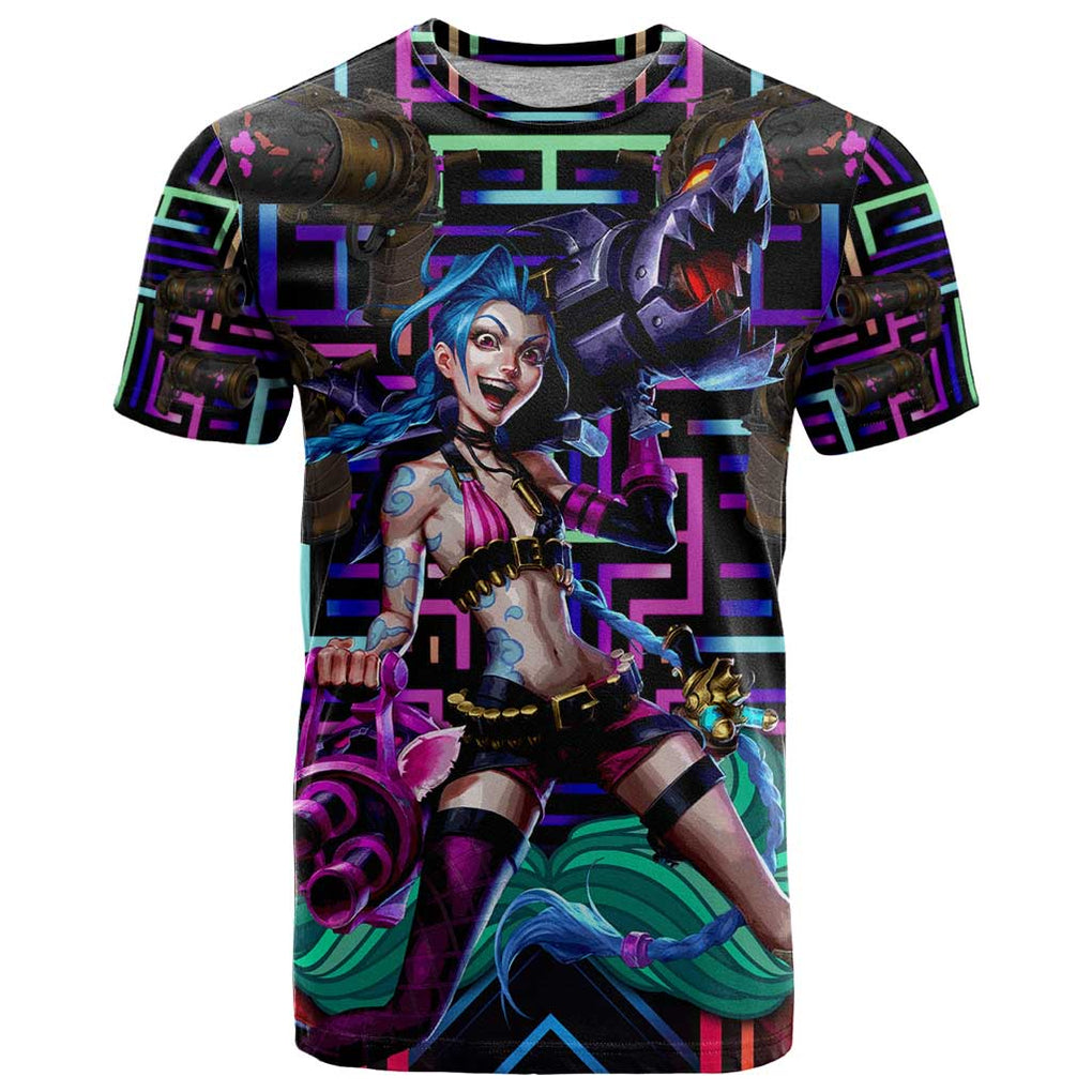 Trippy Jinx Arcane League of Legends T Shirt Game Art Mix Trippy Style