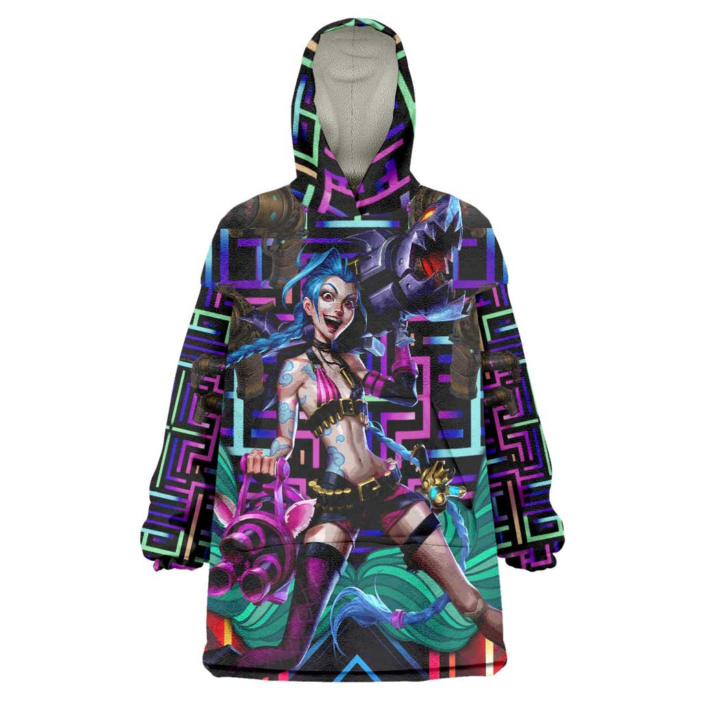 Trippy Jinx Arcane League of Legends Wearable Blanket Hoodie Game Art Mix Trippy Style