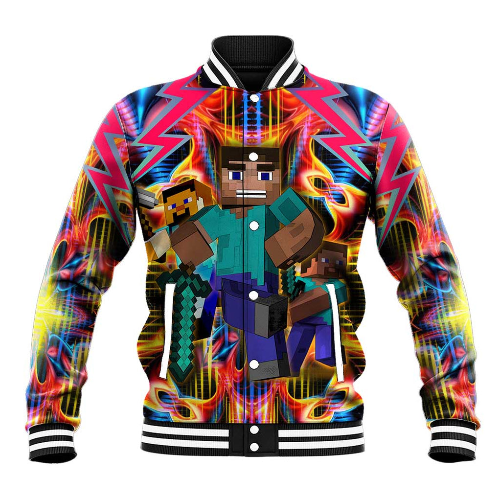 Power Minecraft Baseball Jacket Game Art Mix Trippy Style