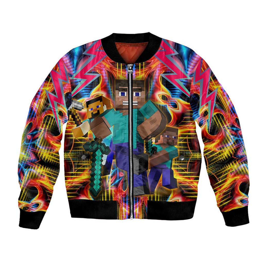 Power Minecraft Bomber Jacket Game Art Mix Trippy Style