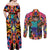 Power Minecraft Couples Matching Off Shoulder Maxi Dress and Long Sleeve Button Shirt Game Art Mix Trippy Style