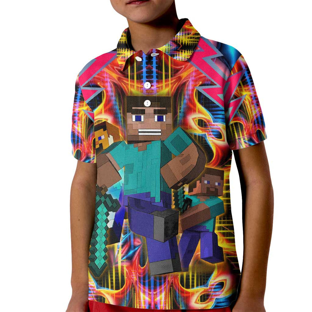 Power Minecraft Kid Polo Shirt Game Art Mix Trippy Style