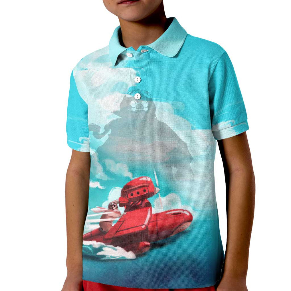 Trippy Porco Rosso Studio Kid Polo Shirt Anime Style