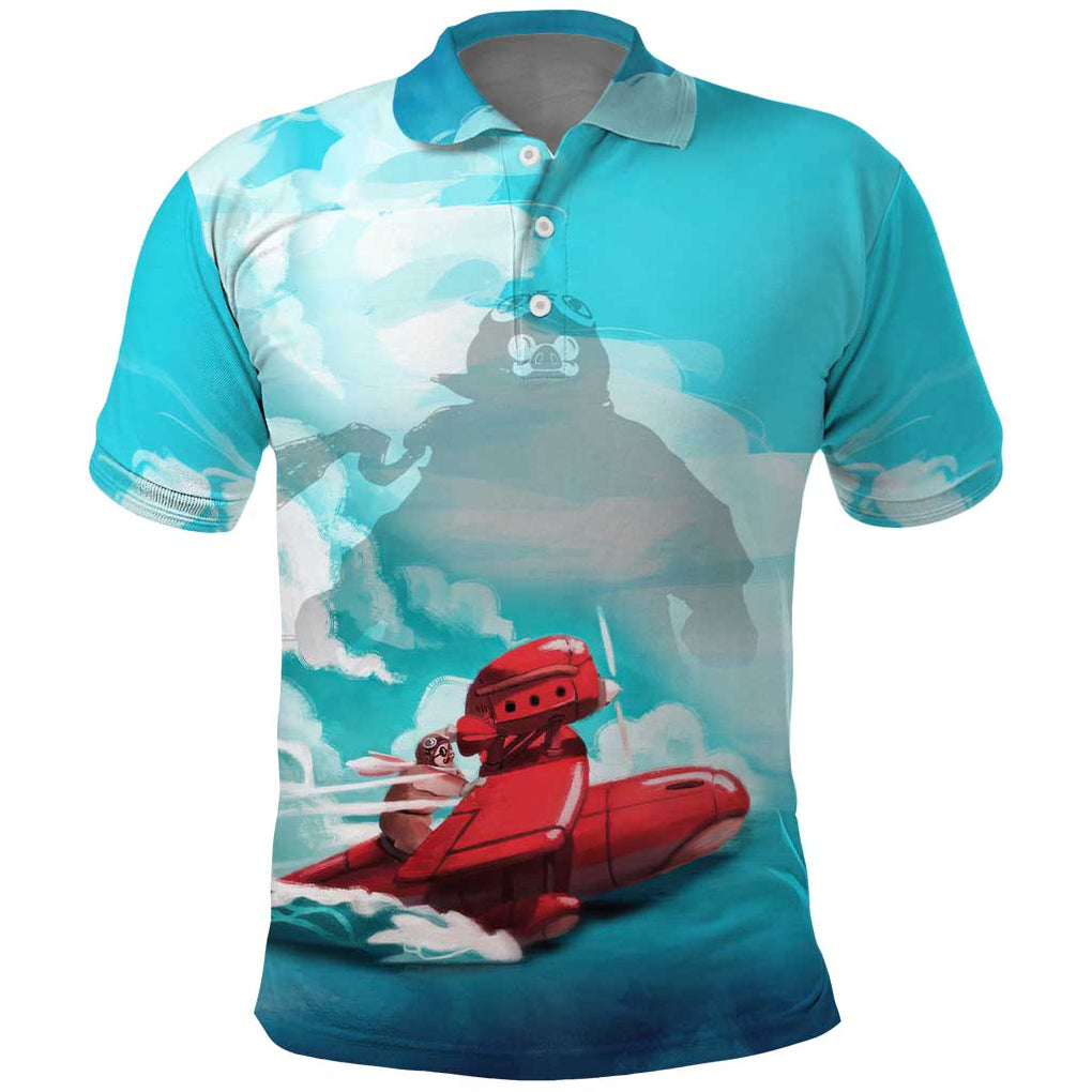 Trippy Porco Rosso Studio Polo Shirt Anime Style