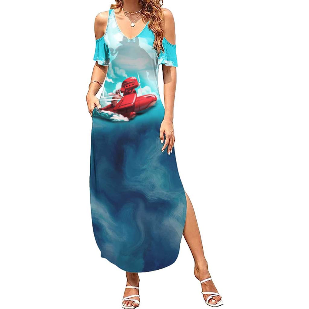 Trippy Porco Rosso Studio Summer Maxi Dress Anime Style