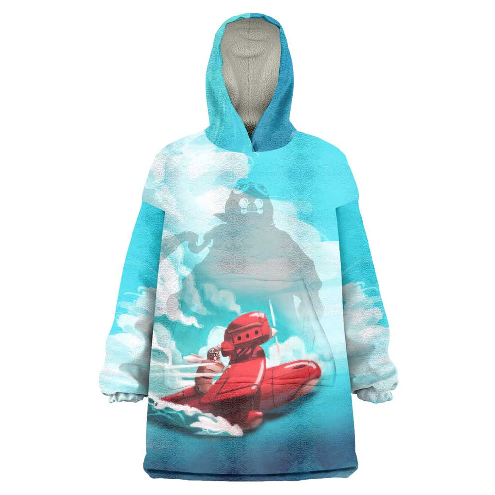 Trippy Porco Rosso Studio Wearable Blanket Hoodie Anime Style