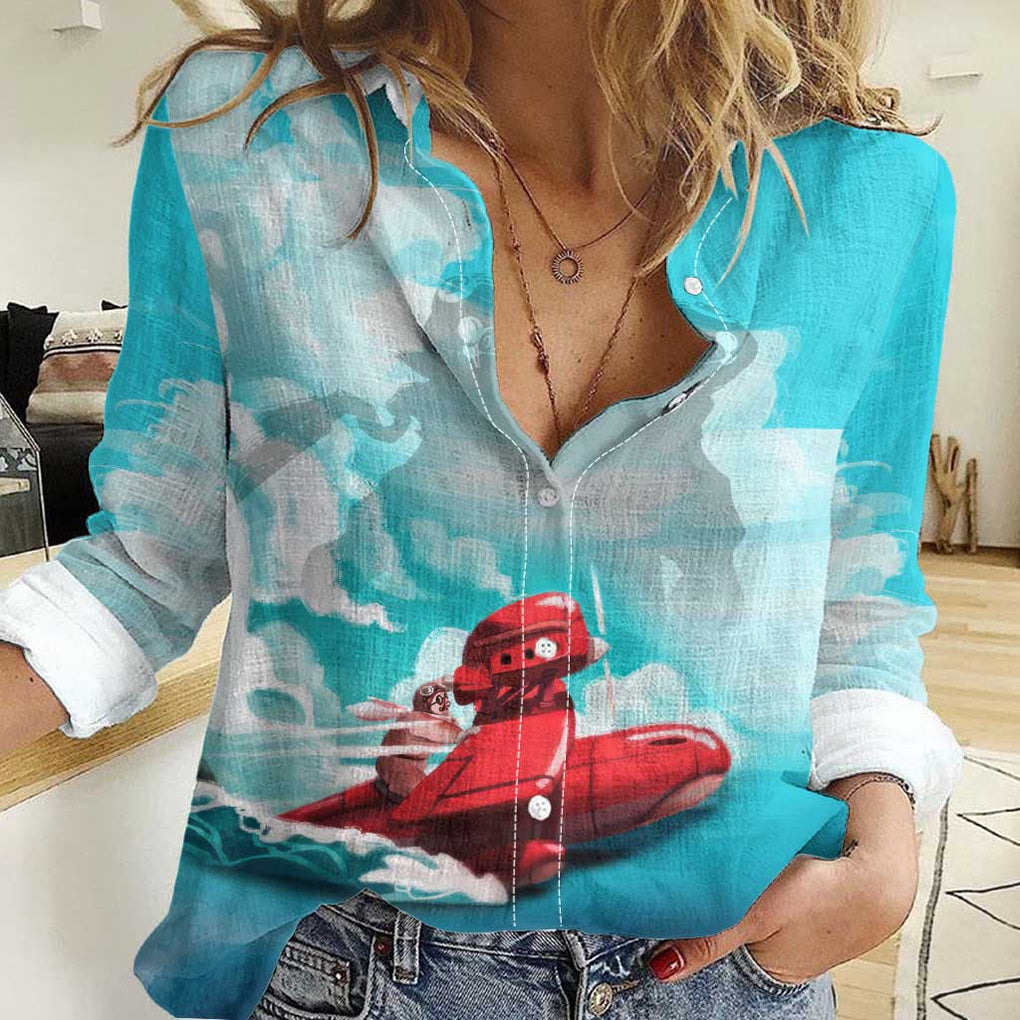 Trippy Porco Rosso Studio Women Casual Shirt Anime Style