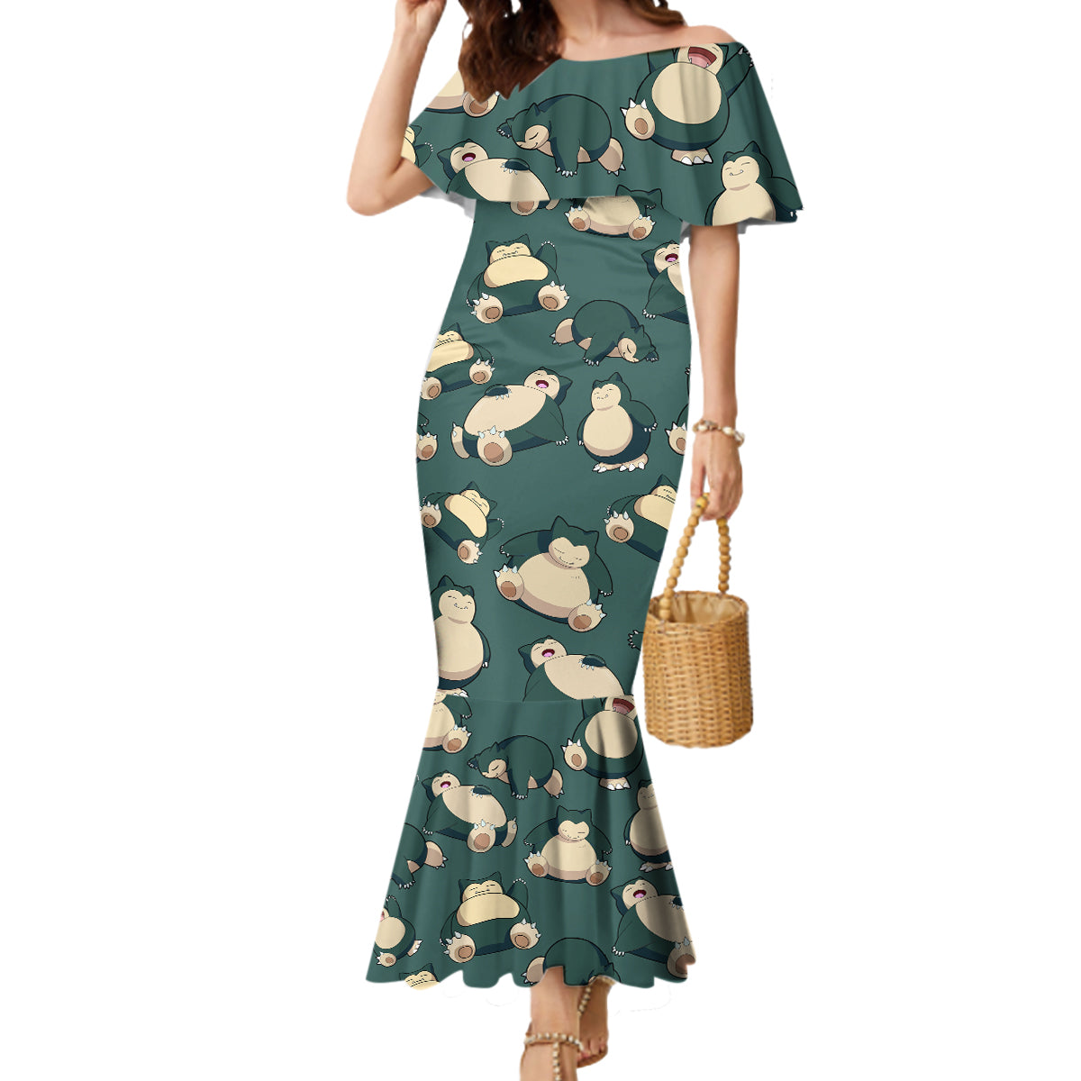 Snorlax Pattern Style Mermaid Dress