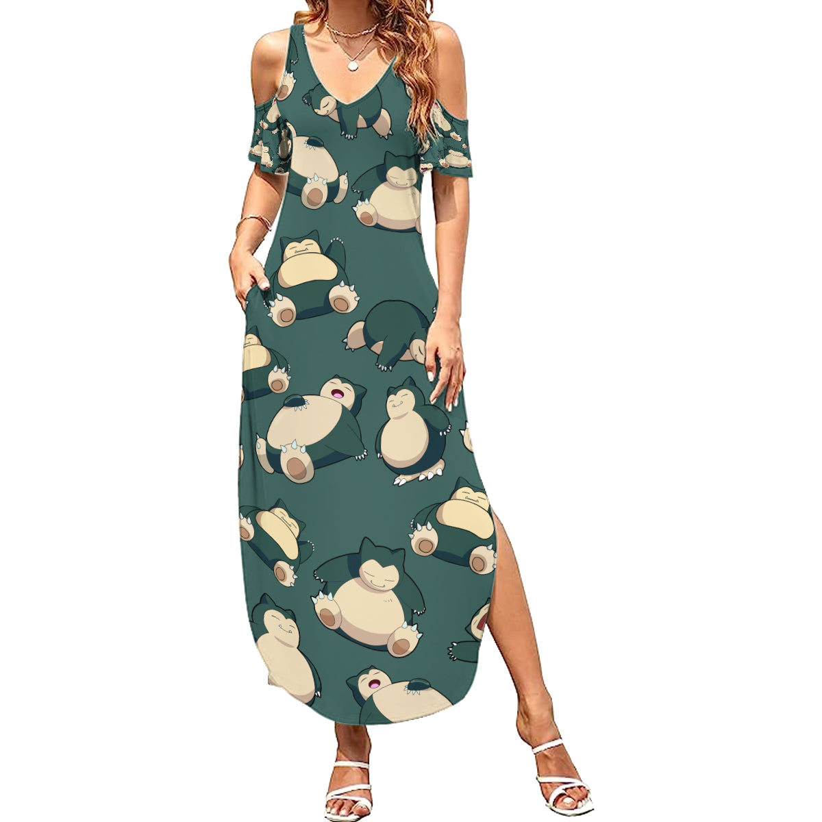 Snorlax Pattern Style Summer Maxi Dress