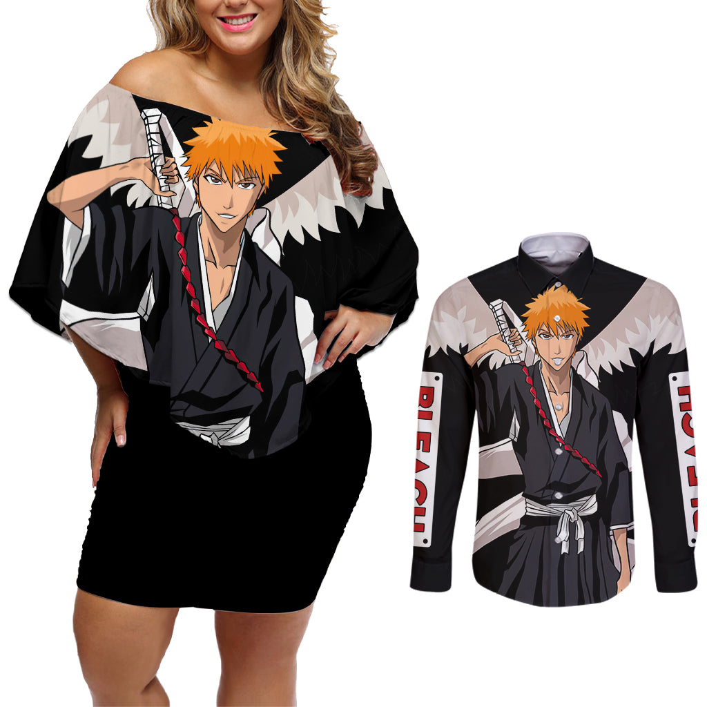 Ichigo Kurosaki - BL Jacket Style Couples Matching Off Shoulder Short Dress and Long Sleeve Button Shirt