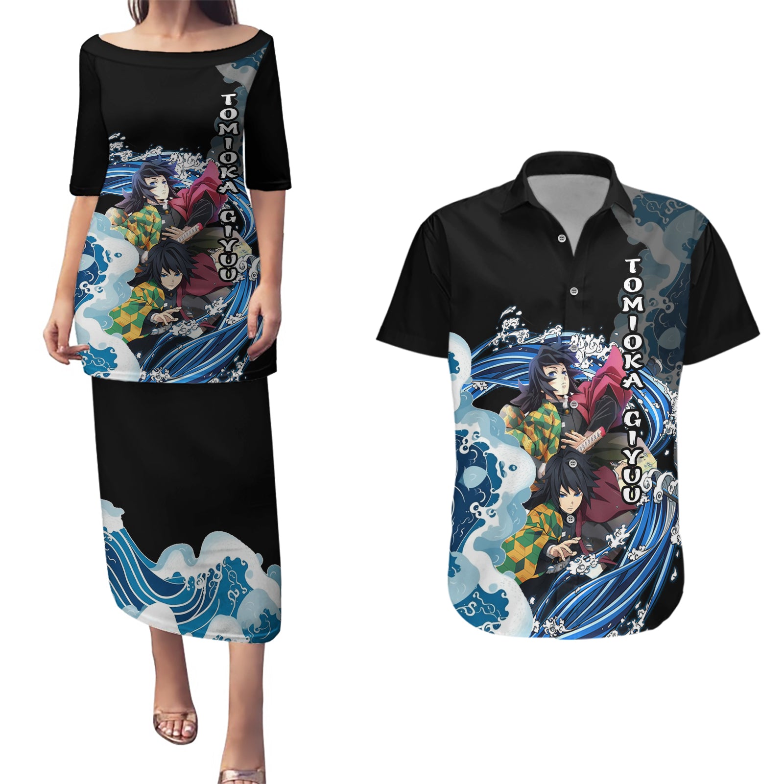 Tomioka Giyuu - Demon Slayer Couples Matching Puletasi and Hawaiian Shirt Anime Japan Style