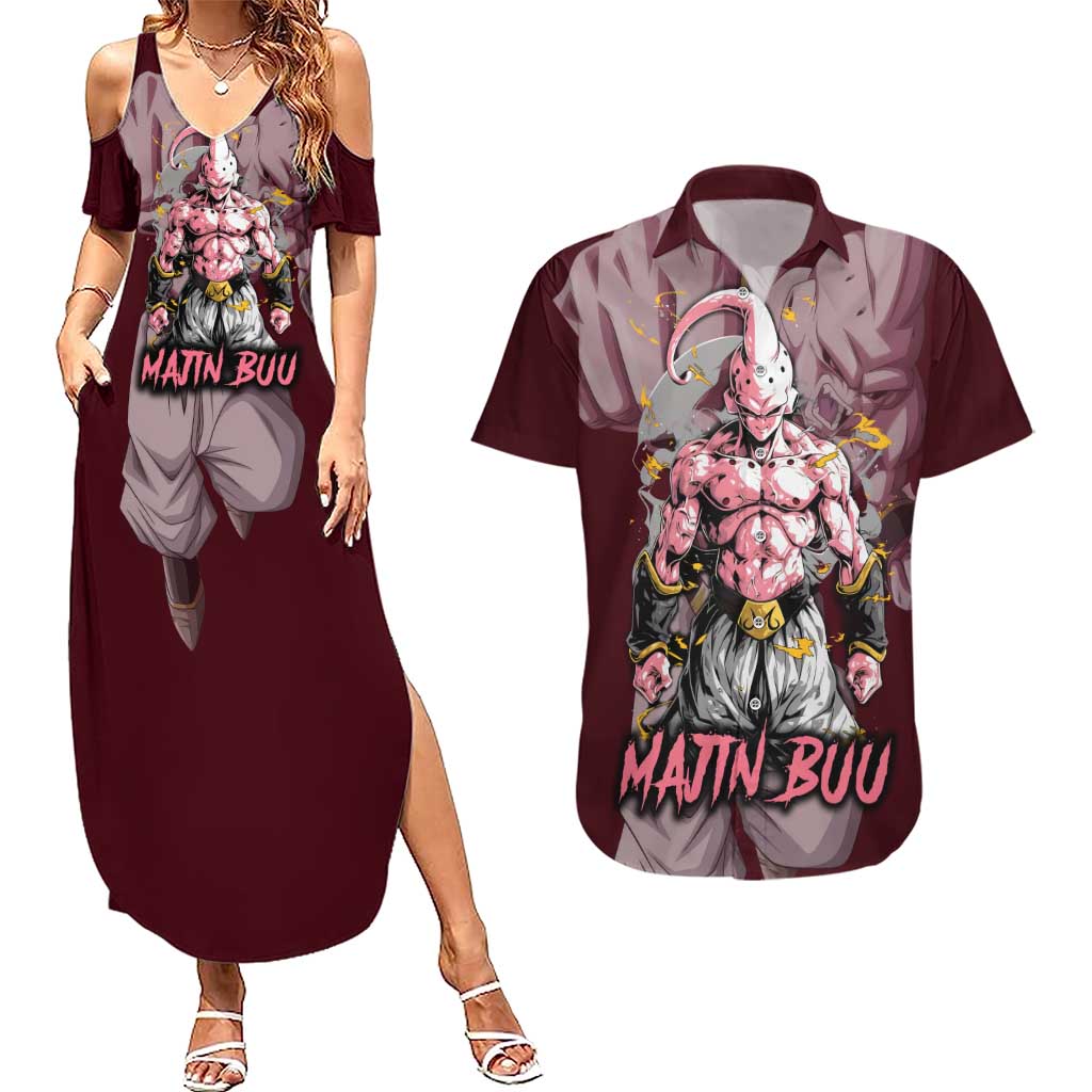 Majin Buu - Dragonball Couples Matching Summer Maxi Dress and Hawaiian Shirt Anime Style