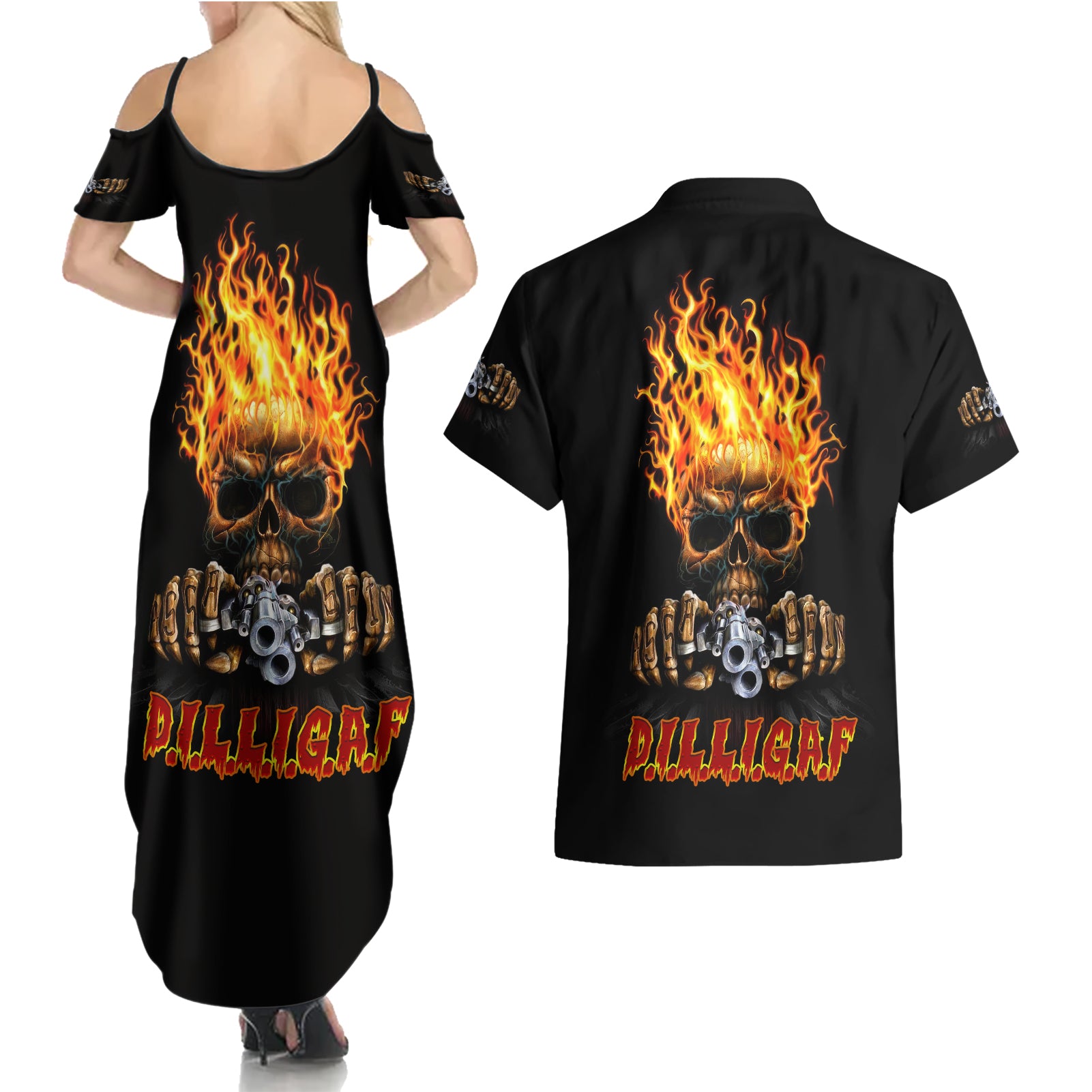 dilligaf-flame-skull-with-g-couples-matching-summer-maxi-dress-and-hawaiian-shirt