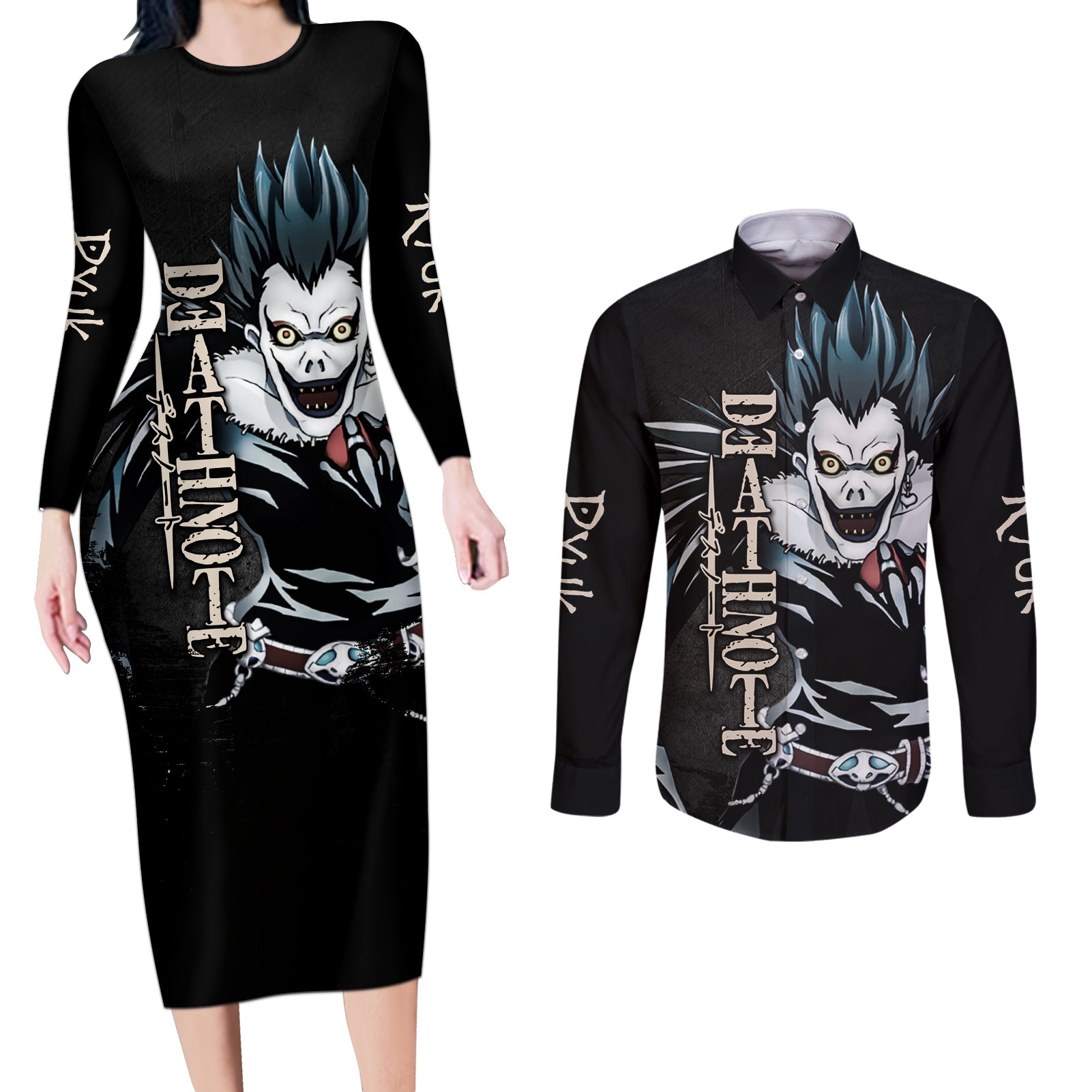 Misa Amane - Death Note Couples Matching Long Sleeve Bodycon Dress and Long Sleeve Button Shirt