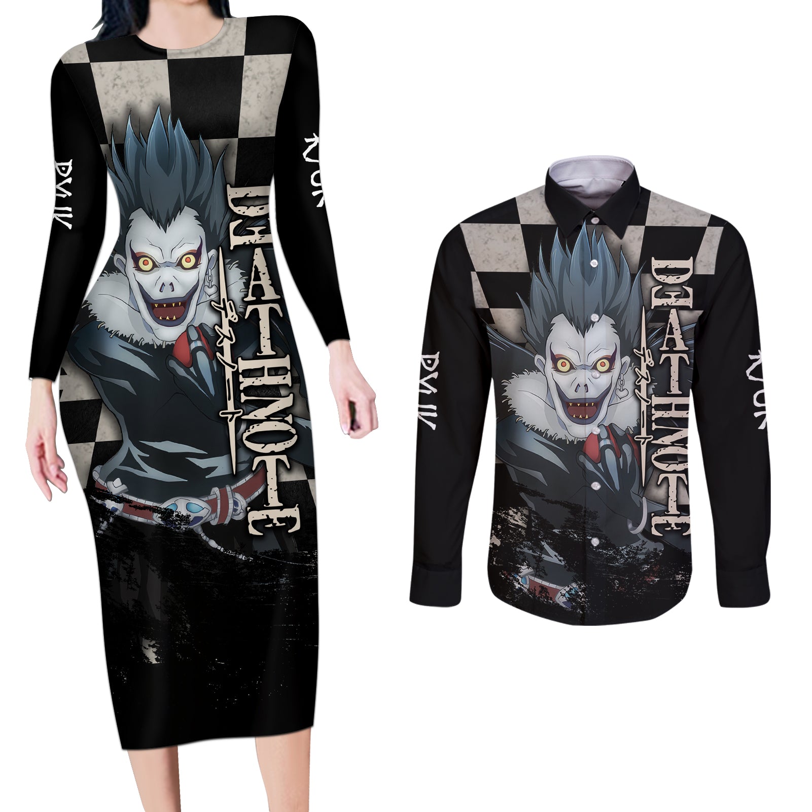 Ryuk Couples Matching Long Sleeve Bodycon Dress and Long Sleeve Button Shirt Death Note