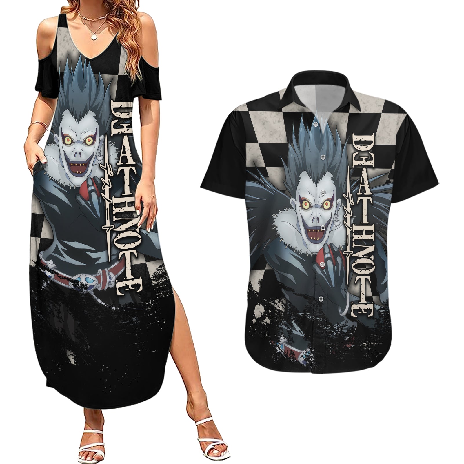 Ryuk Couples Matching Summer Maxi Dress and Hawaiian Shirt Death Note