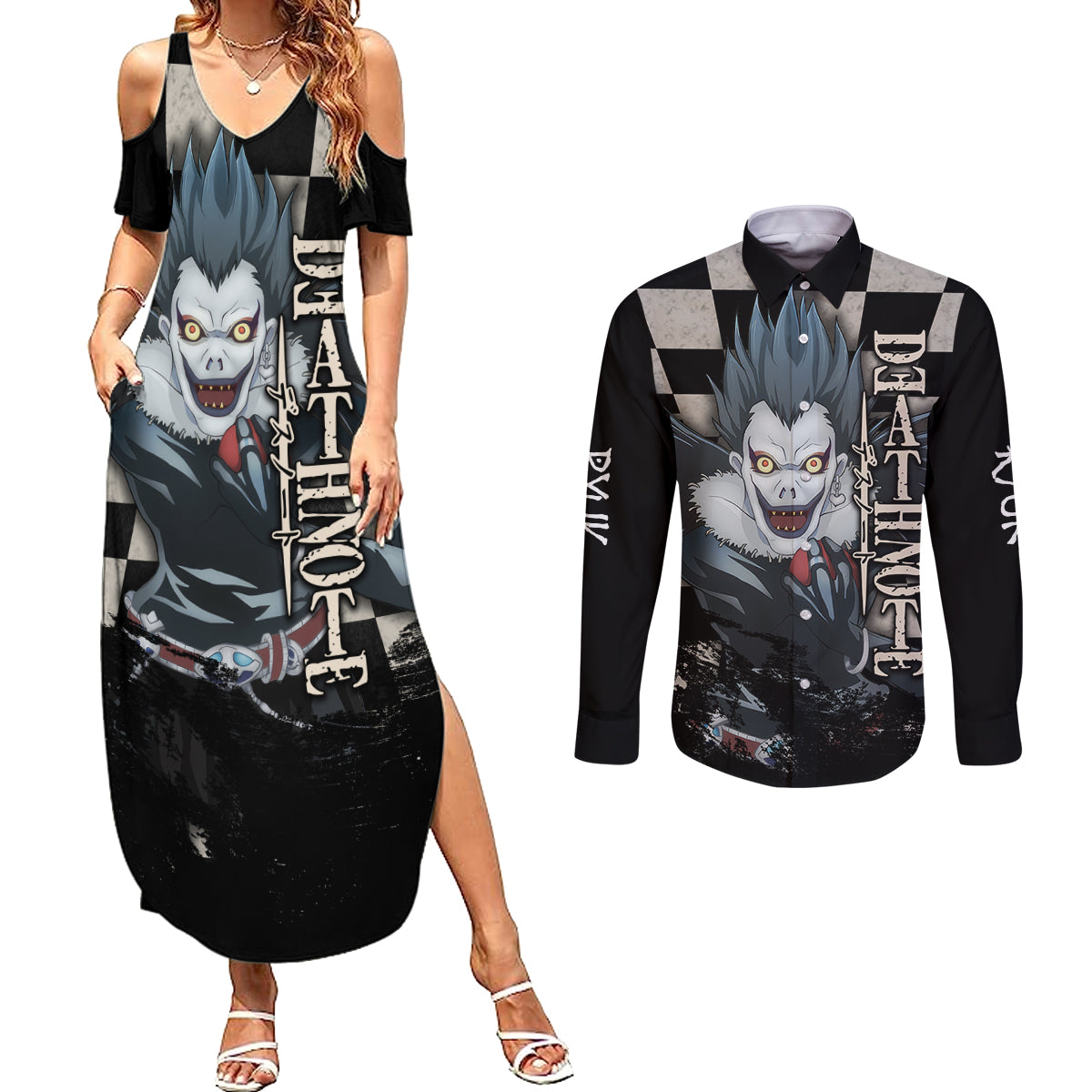 Ryuk Couples Matching Summer Maxi Dress and Long Sleeve Button Shirt Death Note