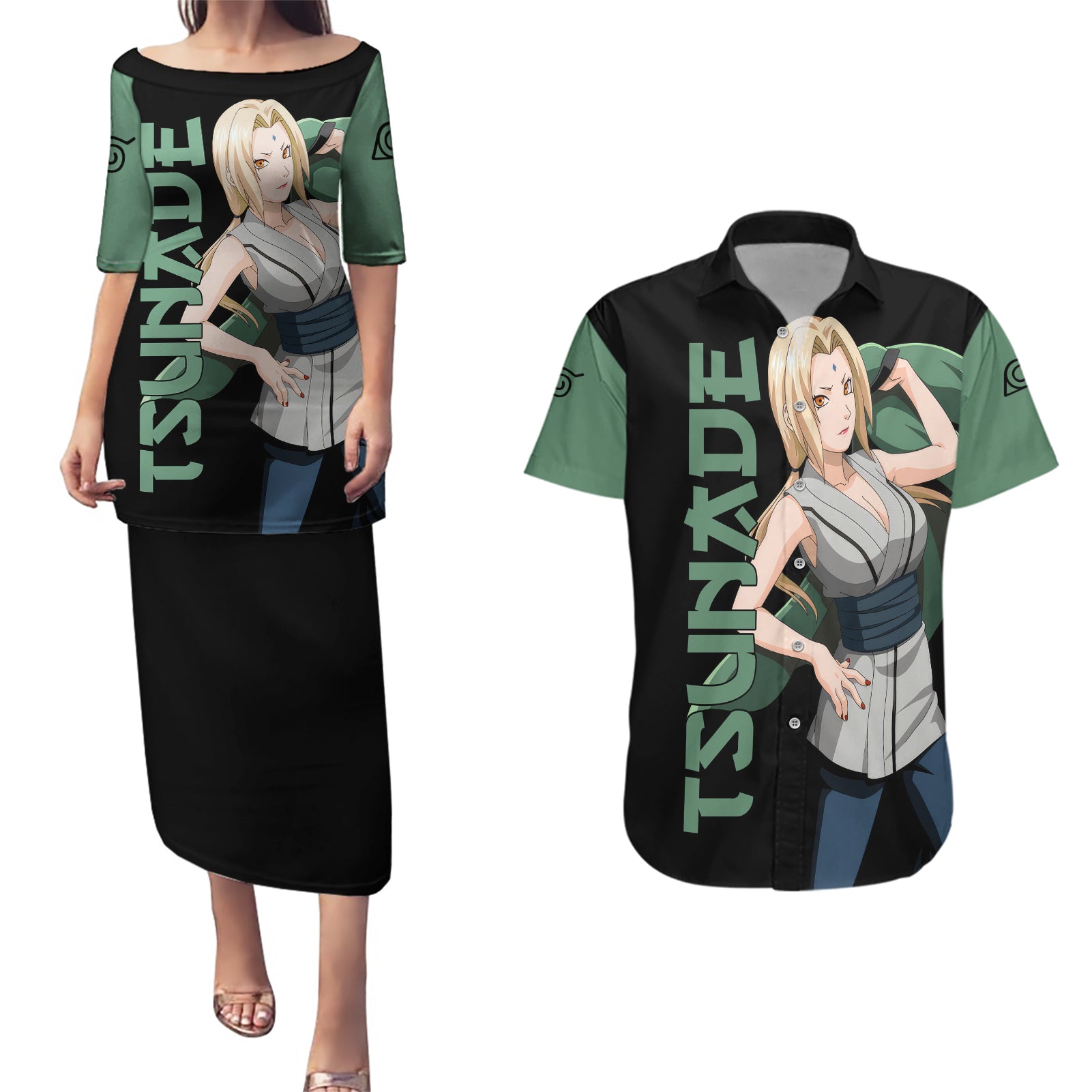 Tsunade Couples Matching Puletasi and Hawaiian Shirt Naruto