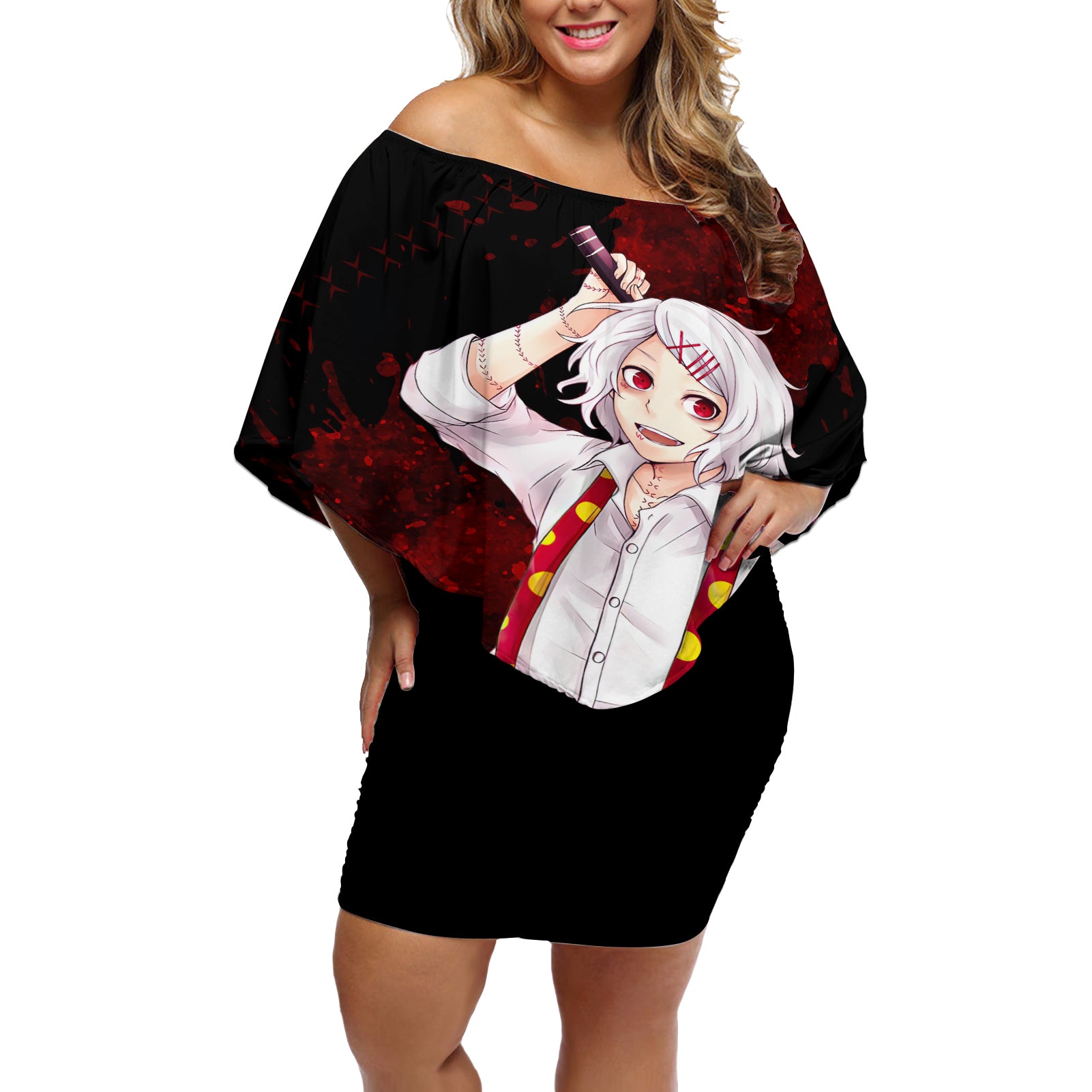 Juuzou Suzuya - Tokyo Ghoul Off Shoulder Short Dress Anime Grunge Style