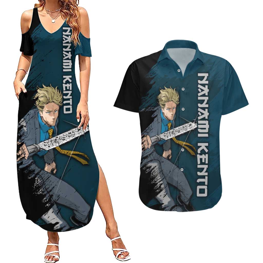 Nanami Kento - Jujutsu Kaisen Couples Matching Summer Maxi Dress and Hawaiian Shirt Anime Mix Manga Style