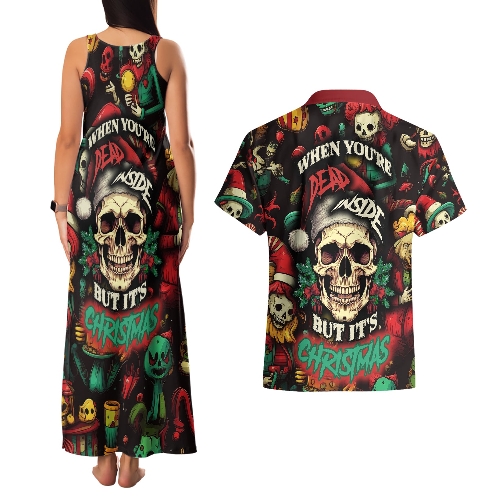 skull-christmas-couples-matching-tank-maxi-dress-and-hawaiian-shirt-when-youre-dead-inside-but-its-christmas