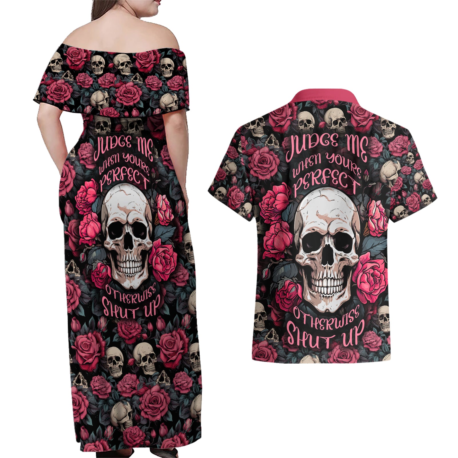 judge-me-when-yours-perfect-otherwise-shut-up-skull-couples-matching-off-shoulder-maxi-dress-and-hawaiian-shirt