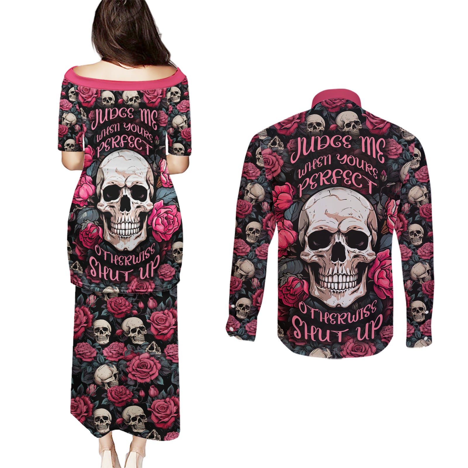 judge-me-when-yours-perfect-otherwise-shut-up-skull-couples-matching-puletasi-dress-and-long-sleeve-button-shirts