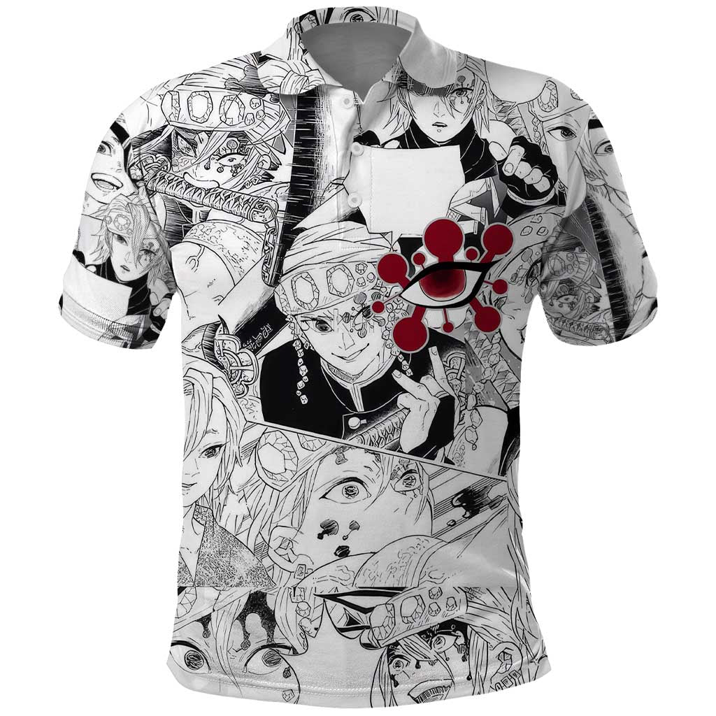 Uzui Tengen Manga Collage Demon Slayer Polo Shirt Anime Style