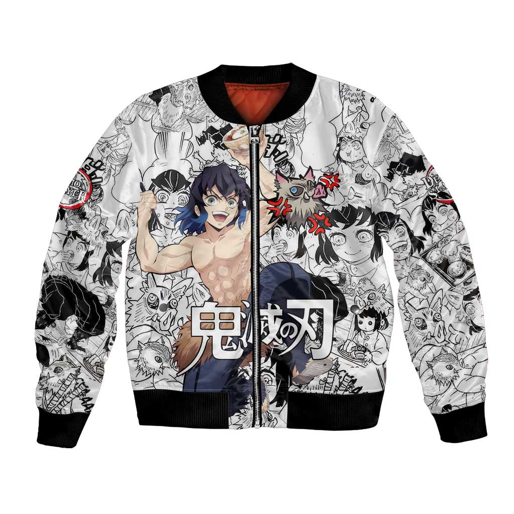 Hashibira Inosuke Manga Collage Demon Slayer Bomber Jacket Anime Mix Manga Style