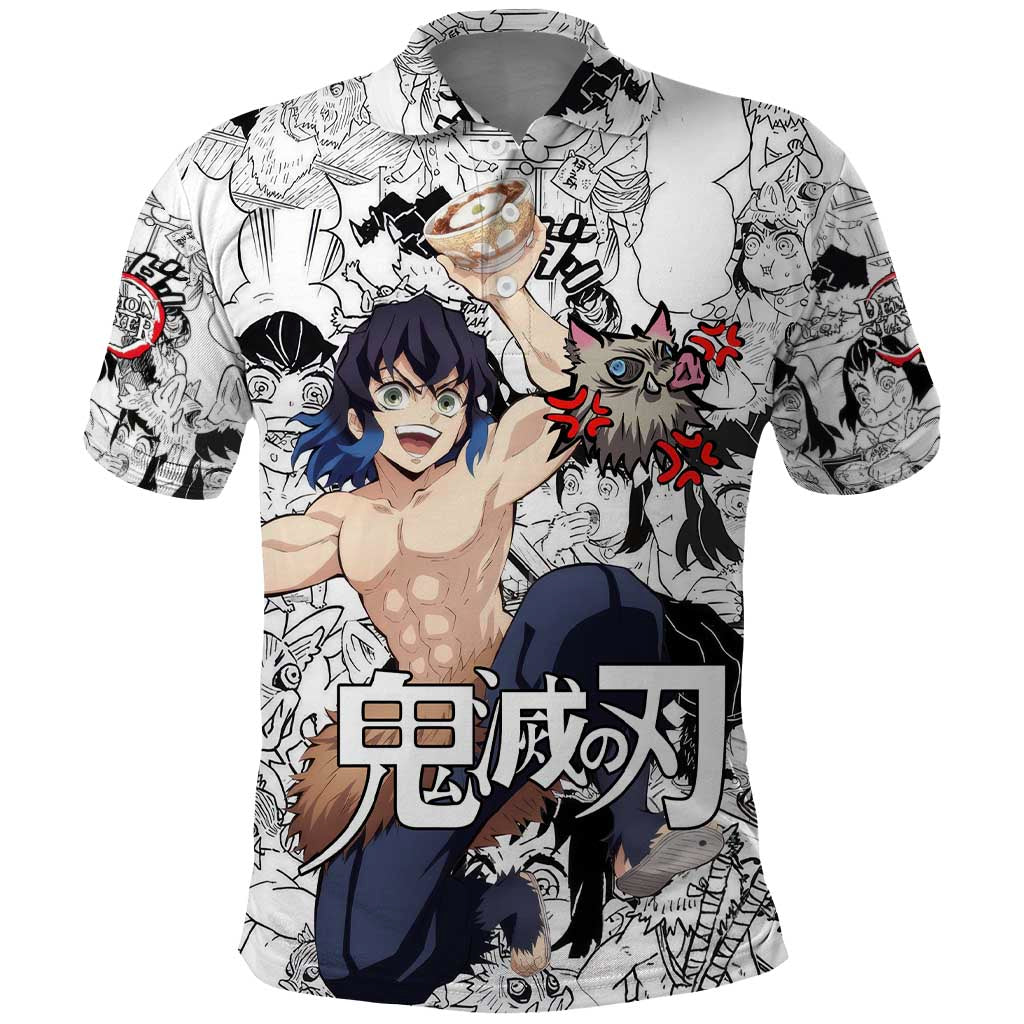 Hashibira Inosuke Manga Collage Demon Slayer Polo Shirt Anime Mix Manga Style