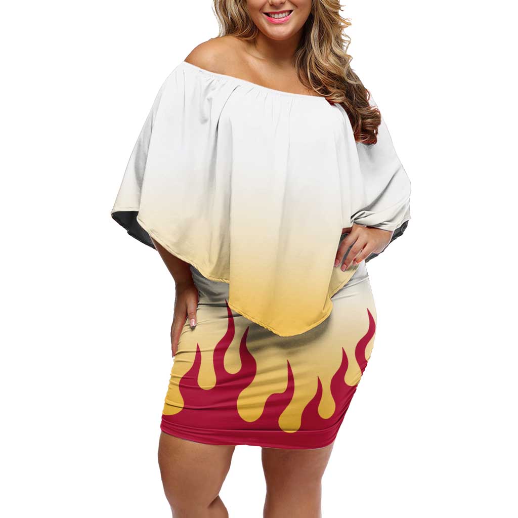 Kyojuro Rengoku Haori Demon Slayer Off Shoulder Short Dress Anime Style