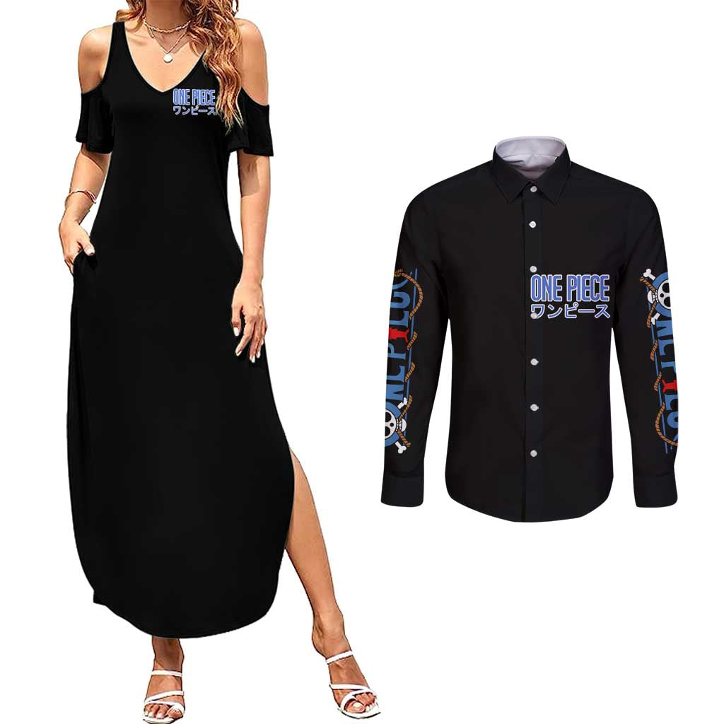 New Yonko One Piece Couples Matching Summer Maxi Dress and Long Sleeve Button Shirt Anime Style