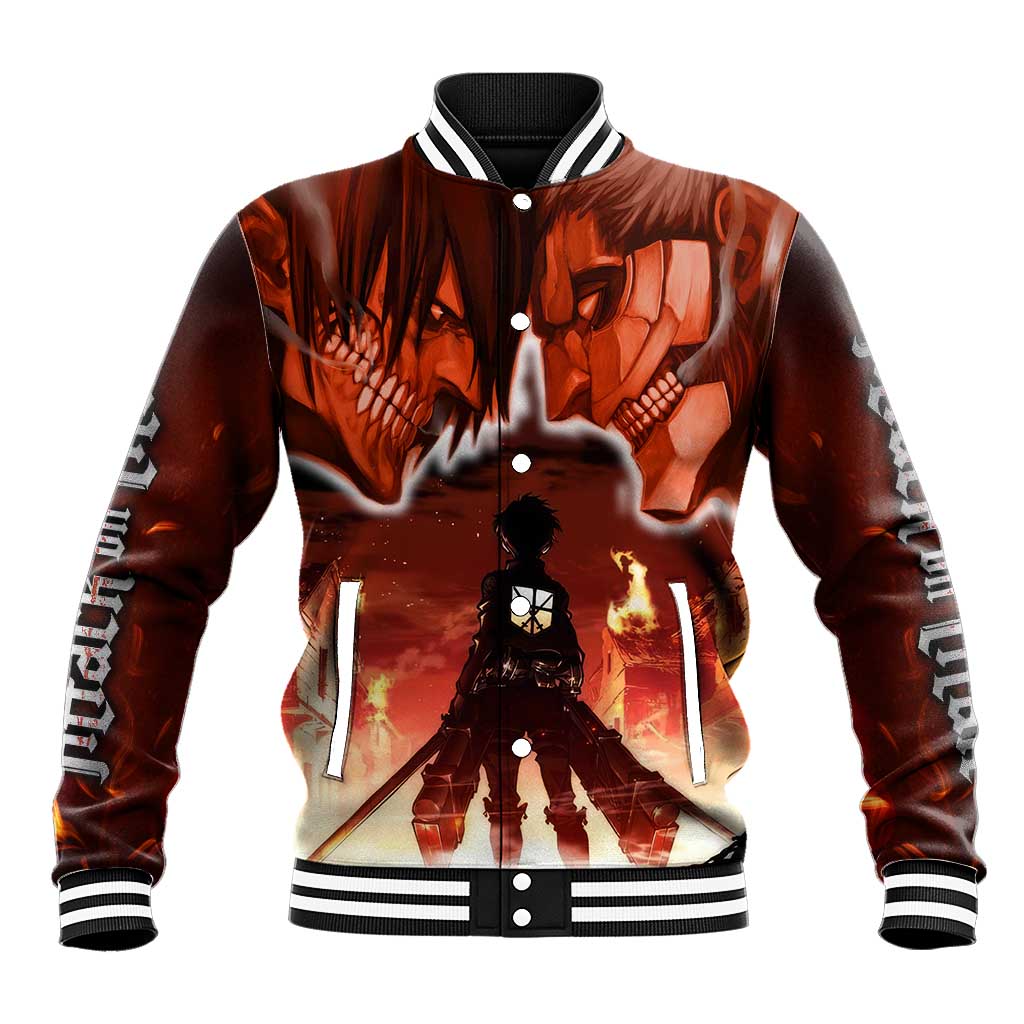 Burning Attack on Titan Baseball Jacket Anime  Mix Trippy Style