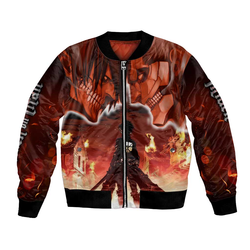 Burning Attack on Titan Bomber Jacket Anime  Mix Trippy Style