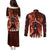 Burning Attack on Titan Couples Matching Puletasi and Long Sleeve Button Shirt Anime  Mix Trippy Style