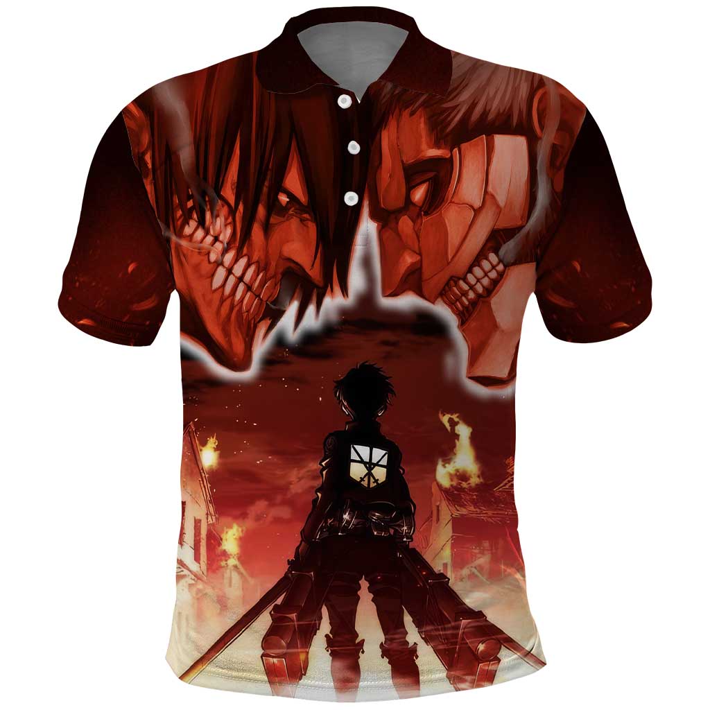 Burning Attack on Titan Polo Shirt Anime  Mix Trippy Style