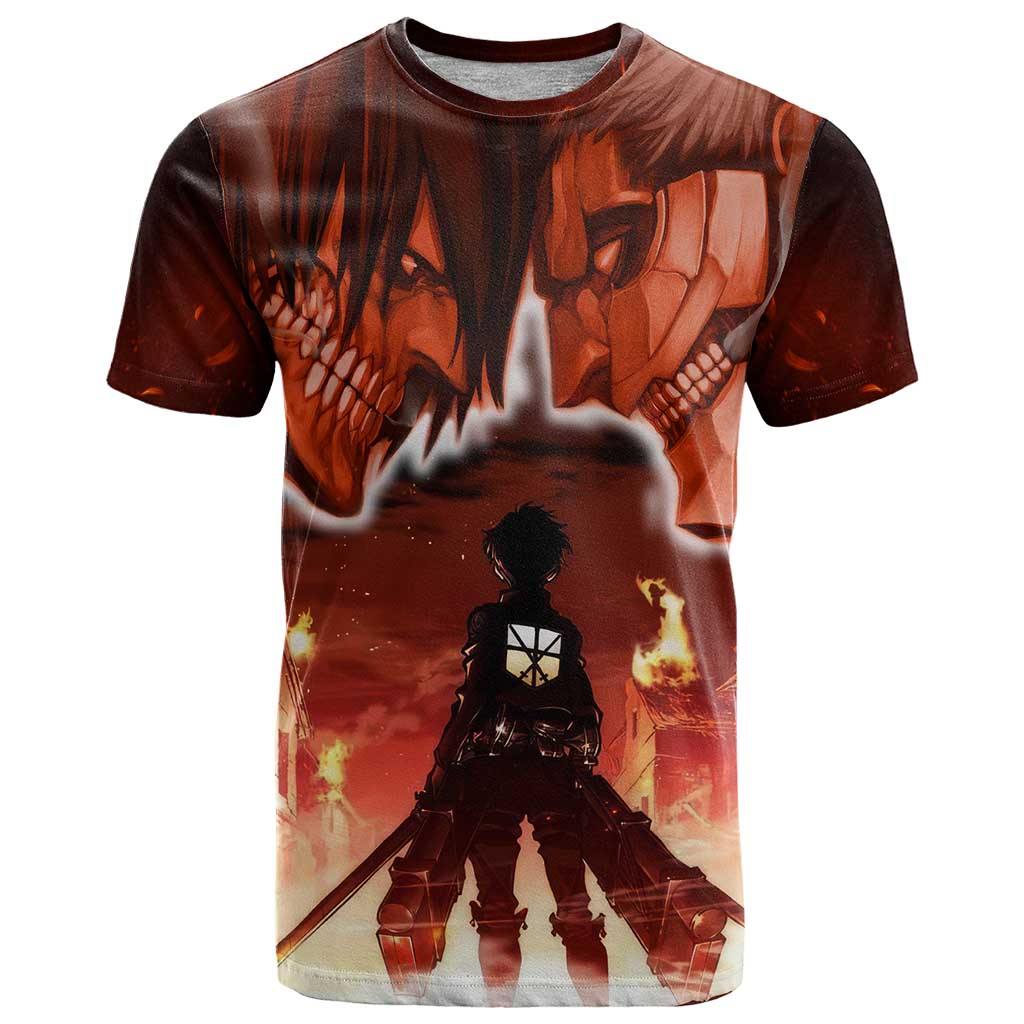 Burning Attack on Titan T Shirt Anime  Mix Trippy Style