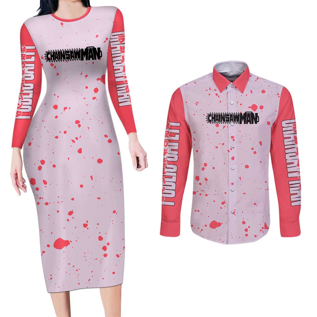 Public Safety Chainsaw Man Couples Matching Long Sleeve Bodycon Dress and Long Sleeve Button Shirt Anime Style