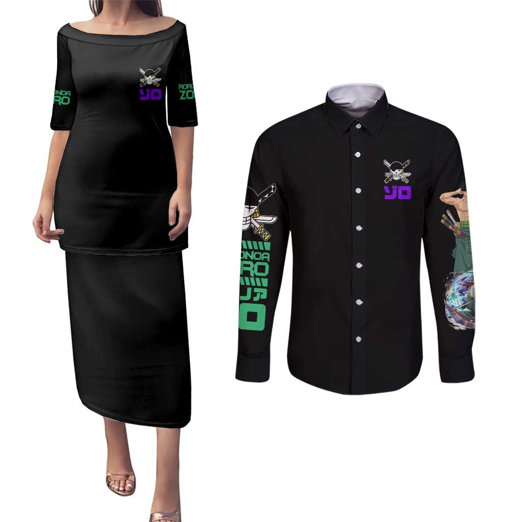 Roronoa Zoro V4 One Piece Couples Matching Puletasi and Long Sleeve Button Shirt Anime Style