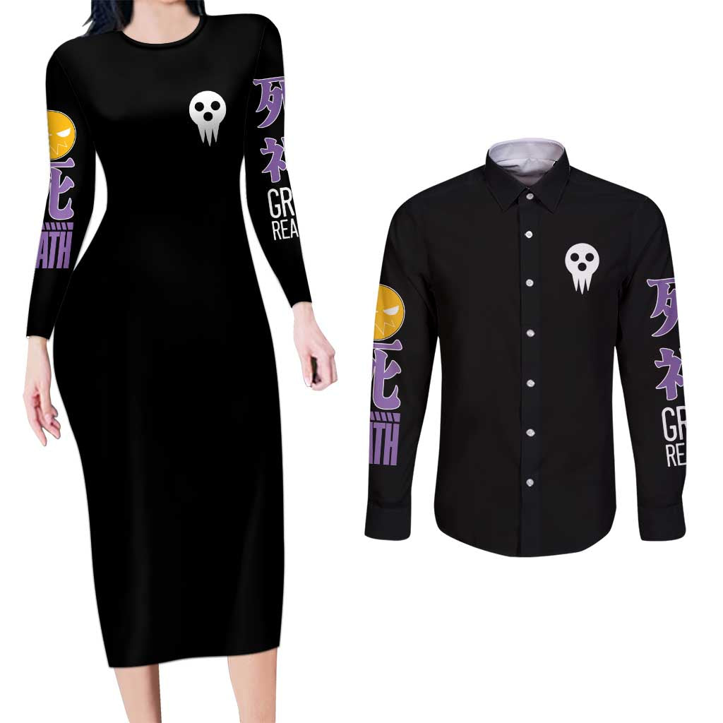 Death the Kid Soul Eater Couples Matching Long Sleeve Bodycon Dress and Long Sleeve Button Shirt Anime Style