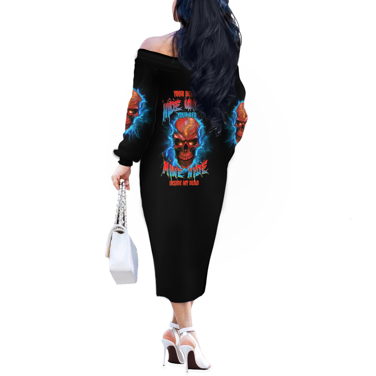 your-demons-hide-under-your-bed-thunder-skull-off-the-shoulder-long-sleeve-dress