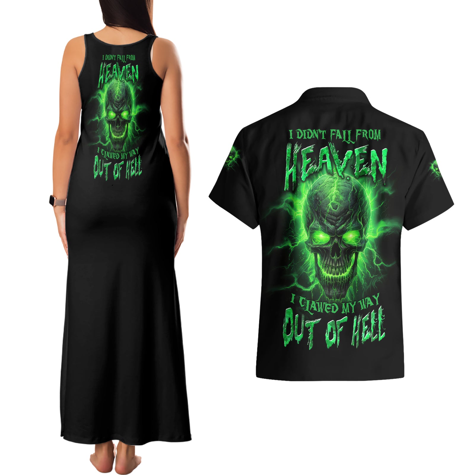 heaven-dont-want-me-mad-skull-couples-matching-tank-maxi-dress-and-hawaiian-shirt