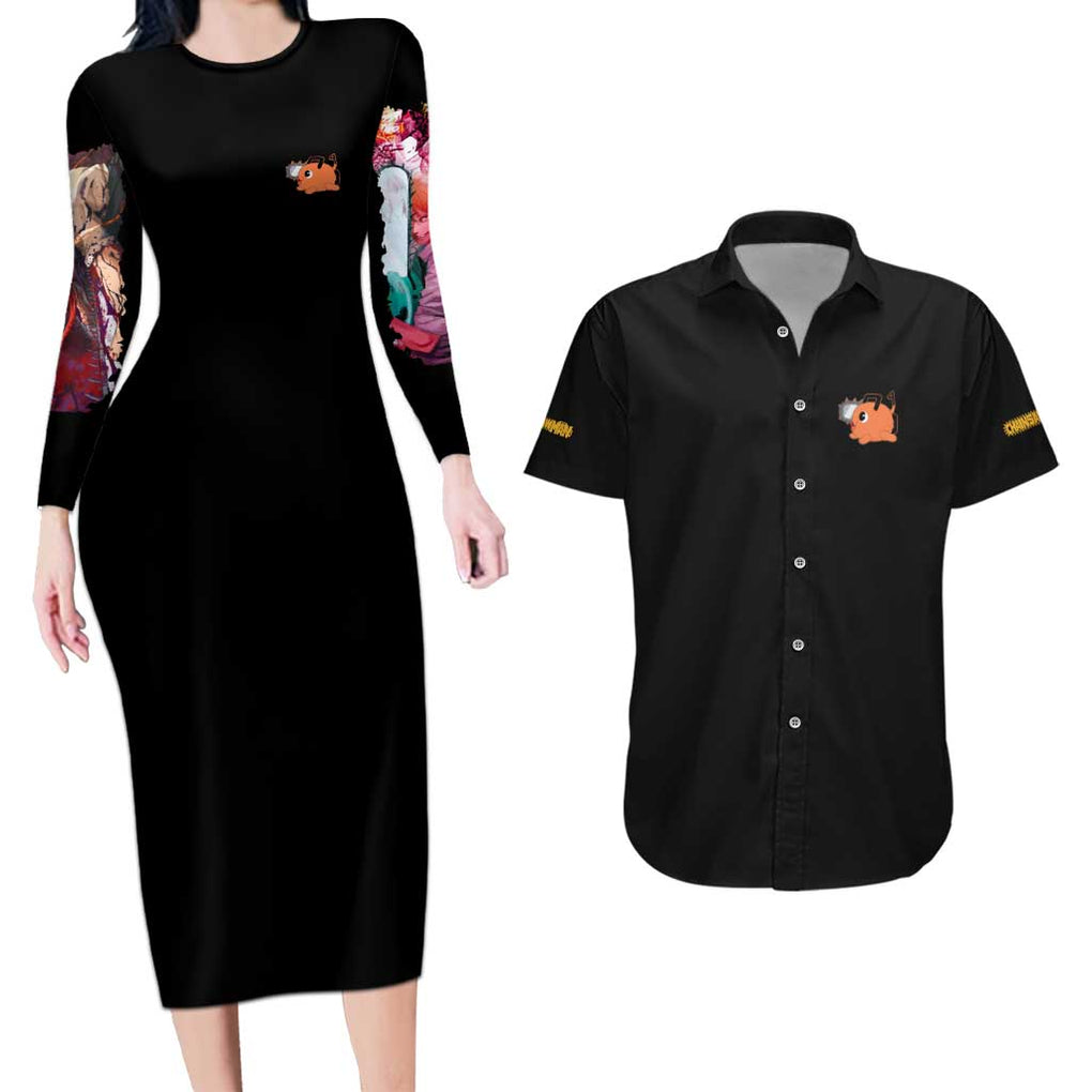 Denji V5 Chainsaw Man Couples Matching Long Sleeve Bodycon Dress and Hawaiian Shirt Japan Anime Style