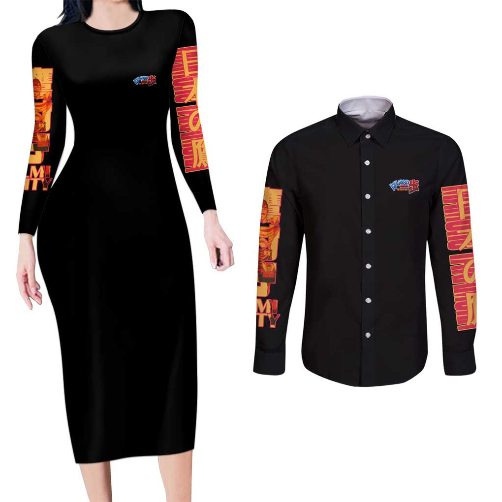 Mamoru Takamura Hajime no Ippo Couples Matching Long Sleeve Bodycon Dress and Long Sleeve Button Shirt Japan Anime Style