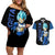 Vegeta Blue Dragon Ball Anime Couples Matching Off Shoulder Short Dress and Hawaiian Shirt