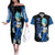 Vegeta Blue Dragon Ball Anime Couples Matching Off The Shoulder Long Sleeve Dress and Hawaiian Shirt