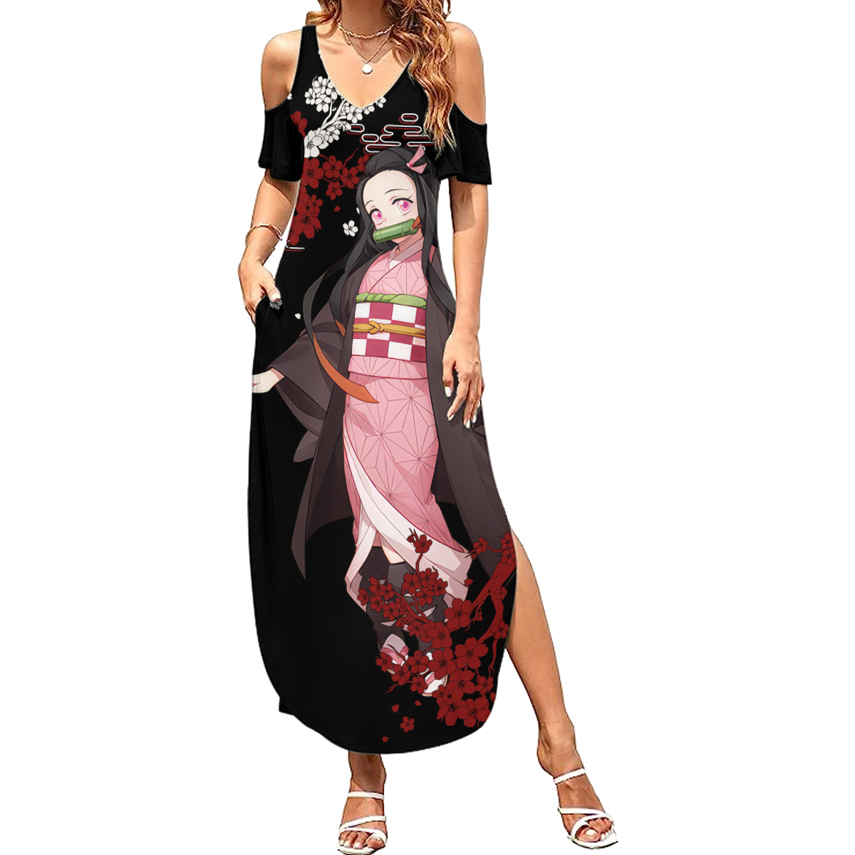 Nezuko Kamado Hoodie Demon Slayer Summer Maxi Dress