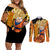 Goku Super Saiyan - Dragon Ball Couples Matching Off Shoulder Short Dress and Long Sleeve Button Shirt