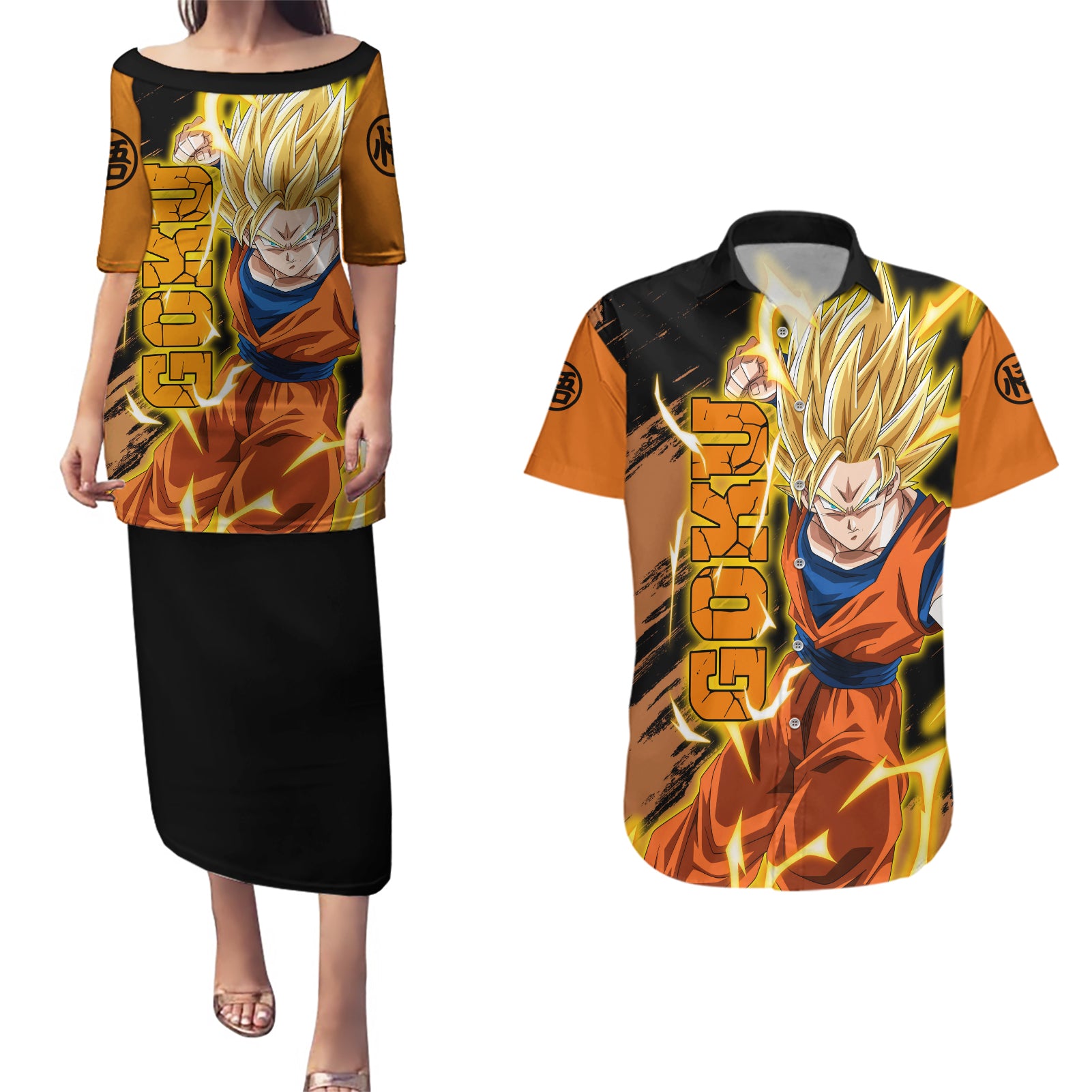 Goku Super Saiyan - Dragon Ball Couples Matching Puletasi and Hawaiian Shirt