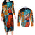 Goku Blue Anime - Dragon Ball Couples Matching Long Sleeve Bodycon Dress and Long Sleeve Button Shirt